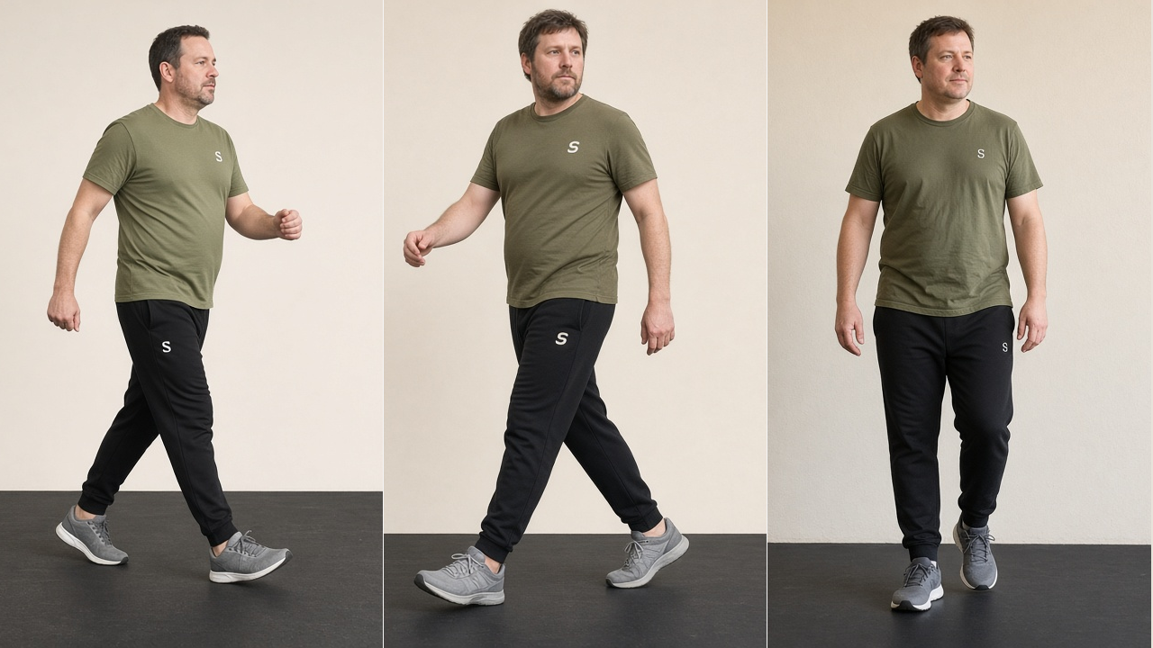 The Fit catalogue’s three-panel Easy walk demonstration